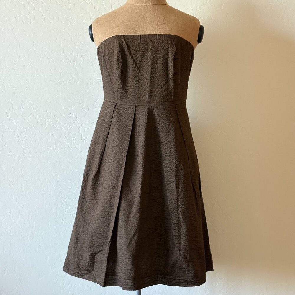 JCrew Strapless Dress. Size 6. Brown.